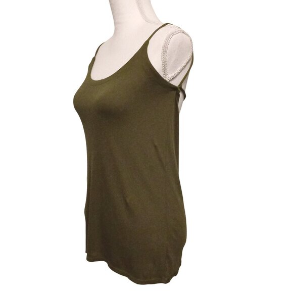 NEW‎ Chaser Women's Military Green Cotton Strappy Tie Back Tank Top XS - Picture 2 of 13